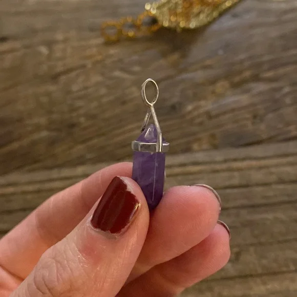 Amethyst and Sterling Silver Charm Pendant - Picture 2 of 4
